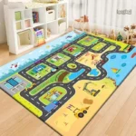 Tapis de jeu avec circuit de voiture pour enfants