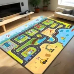 Circuit de voiture coloré sur tapis de jeu ludique