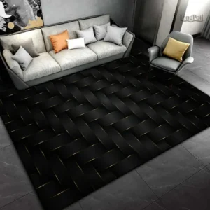 Tapis noir pour salon élégant et moderne