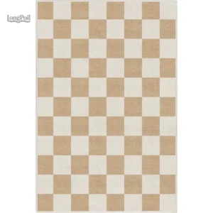 Tapis beige à motifs de carreaux