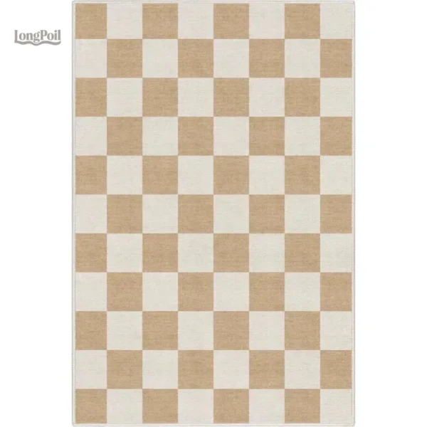 Tapis beige à motifs de carreaux