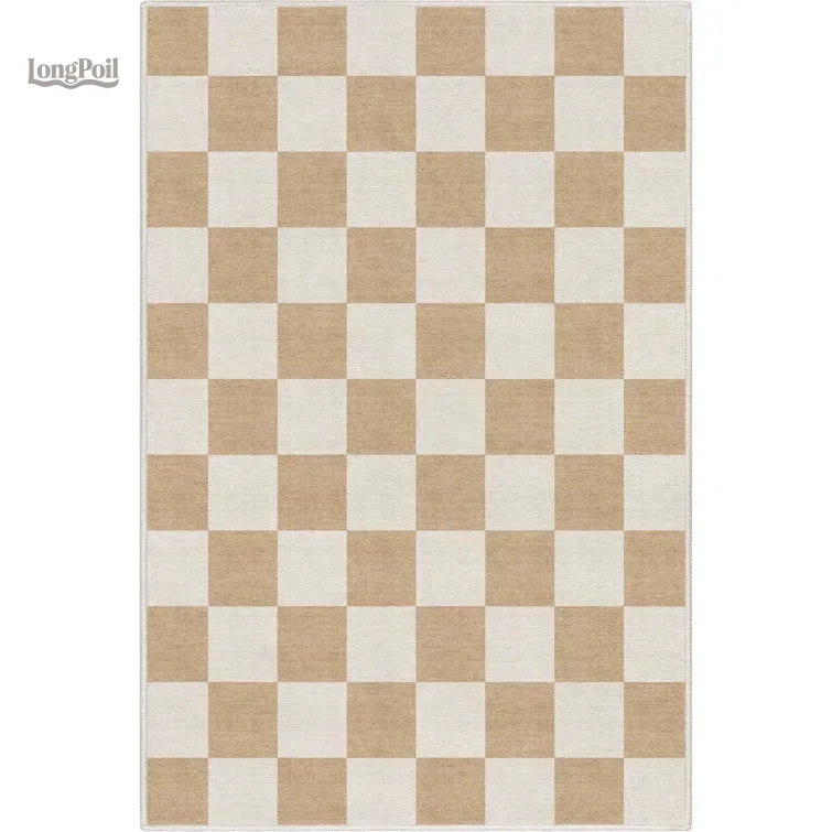 Tapis beige à motifs de carreaux