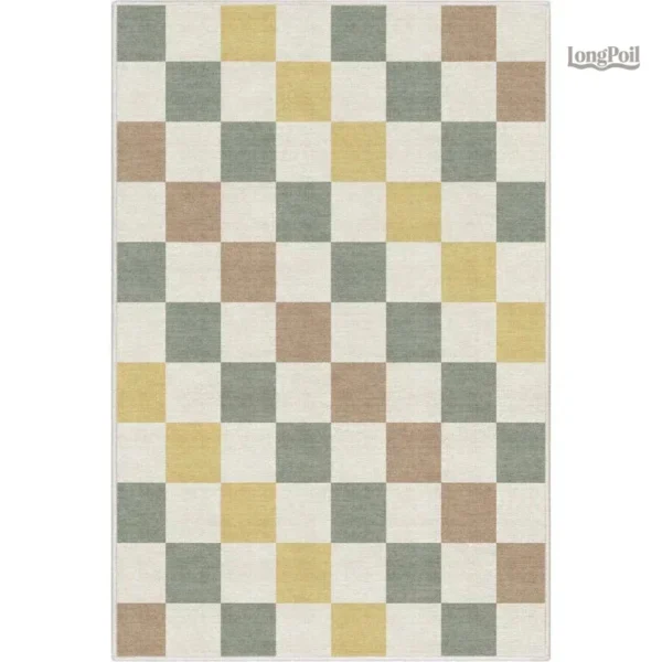 checkered-living-room-carpet-ins-fashion-simple-macron-co-ybh2rx-1 Tapis multicolore à carreaux pour un intérieur stylé