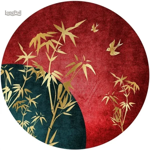 childrens-room-game-non-slip-carpet-chinese-crane-round-l-6868tz-1 Tapis rond non glissant pour chambre d'enfants, décoratif