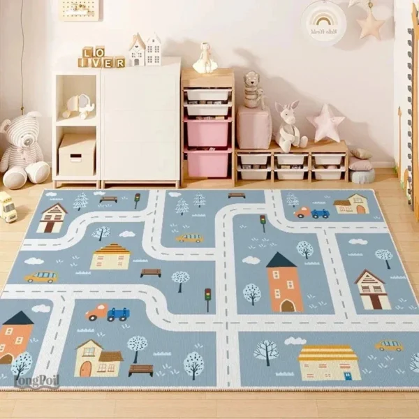 childrens-room-play-area-carpet-living-room-bedroom-child-x03x8g-1 Tapis de jeu de voiture avec circuit pour enfants
