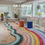 Grand tapis aux motifs arc-en-ciel, idéal pour enfants et salons