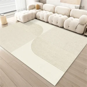 Grand Tapis Beige élégant pour un intérieur apaisant