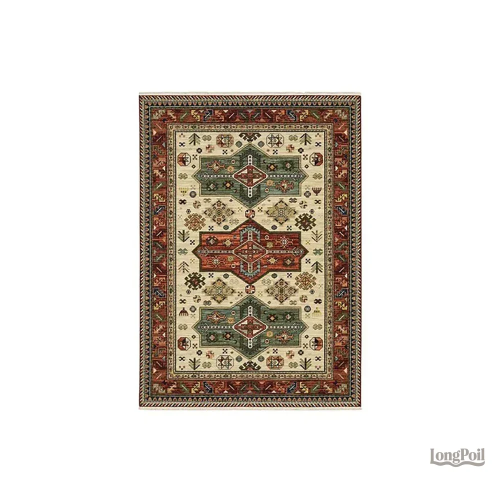 Grand tapis bohème aux motifs élégants et colorés