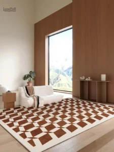 Tapis de salon élégant avec motif damier