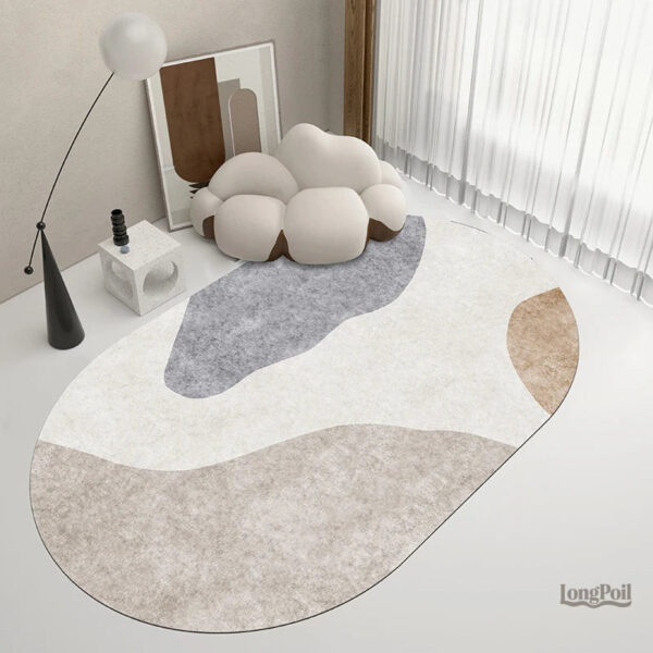 Tapis ovale élégant, design moderne et chaleureux