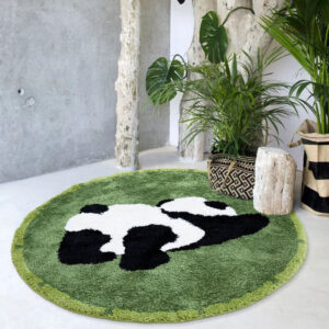 Tapis animalier avec motif panda ludique et coloré