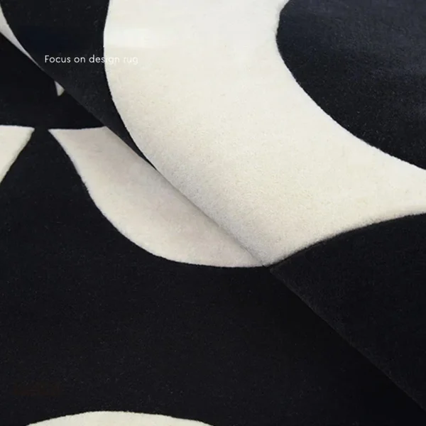 Tapis rayé moderne en noir et blanc, style contemporain