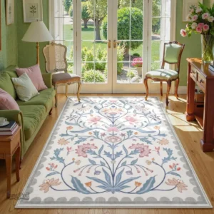 Tapis fleuri en design moderne, parfait pour un style contemporain