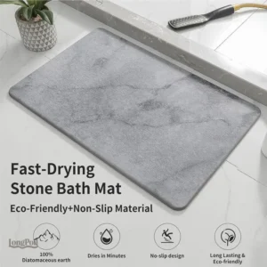Tapis de bain large en diatomite absorbant