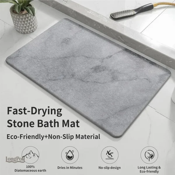 Tapis de bain large en diatomite absorbant
