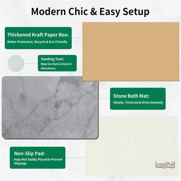 Tapis de bain absorbant en marbre élégant