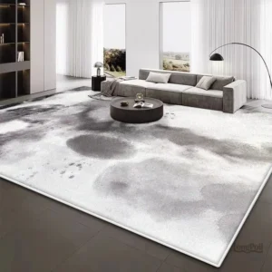 Tapis gris élégant pour salon, style moderne et sobre