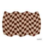 Tapis ondulé marron beige design carreaux
