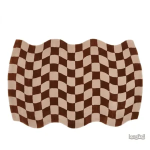 Tapis ondulé marron beige design carreaux