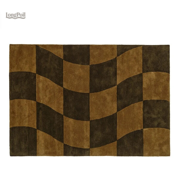 Tapis ondulé marron foncé en carreaux pour décoration intérieure