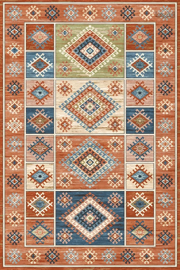 Tapis Perse au motif traditionnel, élégant et coloré