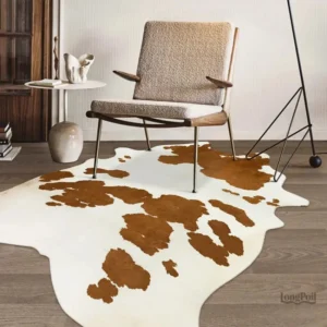 Tapis peau de vache unique, style naturel pour la décoration