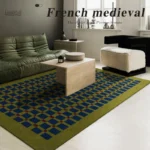 Tapis avec motif damier, dimensions 90 x 120 cm