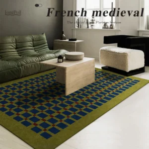 Tapis avec motif damier, dimensions 90 x 120 cm
