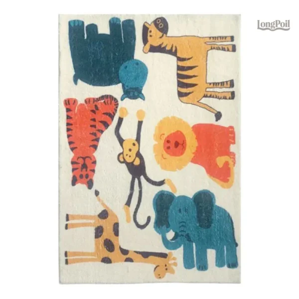 tapis-animaux-jungle-1 Tapis jungle décoratif avec animaux colorés pour enfants