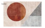 Tapis abstrait beige avec motifs modernes et élégants