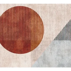 Tapis abstrait beige avec motifs modernes et élégants