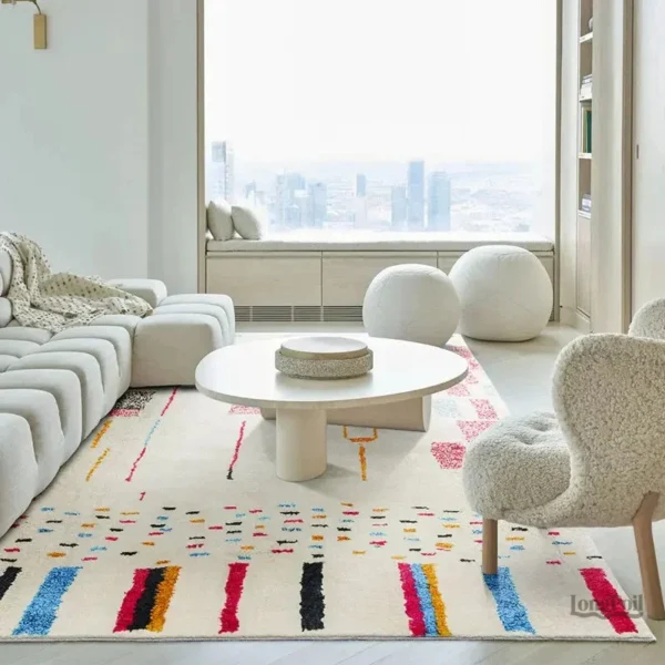 Tapis Beige aux motifs ethniques pour un style décoratif unique