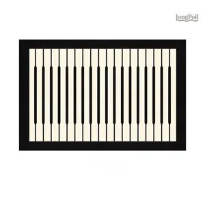 Tapis beige rayé noir, design élégant pour intérieur moderne