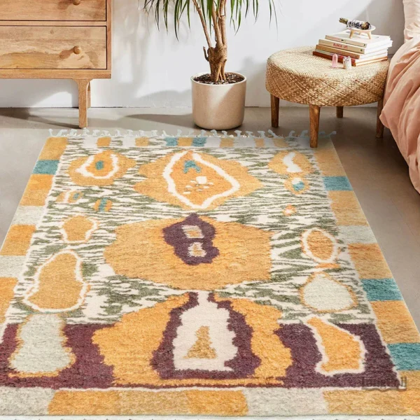 Tapis Beige au style berbère, parfait pour un intérieur chaleureux