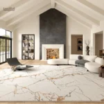 Tapis effet marbre blanc au design élégant et moderne