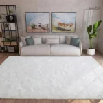Tapis poil long blanc, doux et élégant pour décoration intérieure