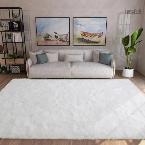 tapis-blanc-poil-long-1 Tapis poil long blanc, doux et élégant pour décoration intérieure