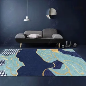 Tapis bleu élégant pour décoration intérieure moderne