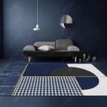 Tapis bleu pour salon, design élégant et moderne