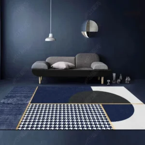 Tapis bleu pour salon, design élégant et moderne