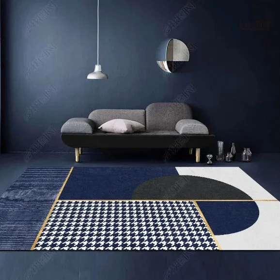 tapis-bleu-salon-1 Tapis bleu pour salon, design élégant et moderne