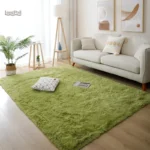 Tapis Fluffy Vert pour chambre, design doux et confortable