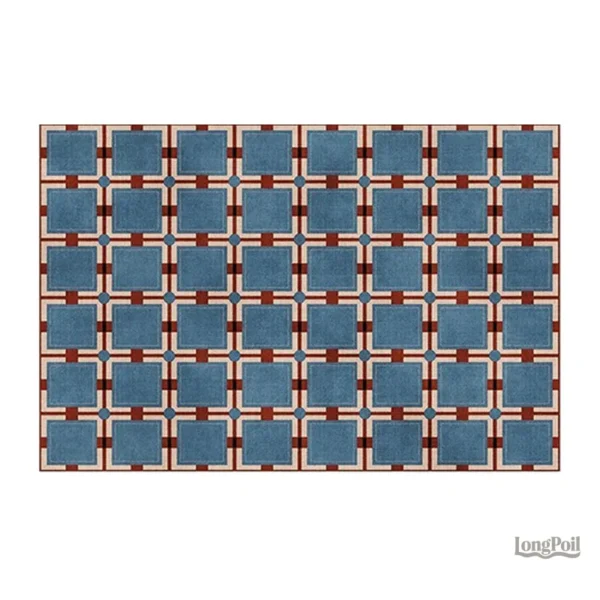 tapis-damier-bleu-1 Tapis damier bleu, design élégant pour décoration moderne