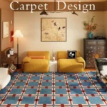 Tapis bleu à motifs damier, ajout de couleur et style