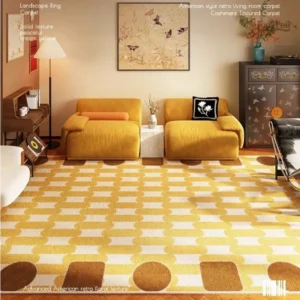 Tapis damier coloré, style moderne pour salon