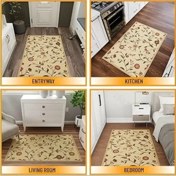 Tapis floral avec un motif de roses stylisé