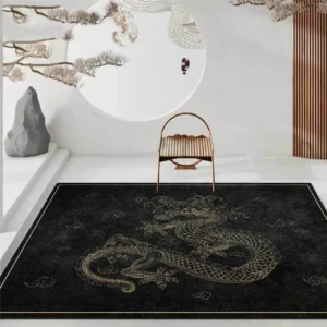 Tapis de salon chinois avec motifs raffinés et colorés