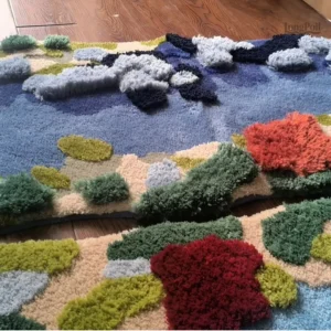 Tapis design circulaire aux motifs contemporains