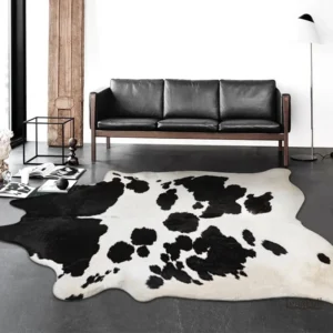 Tapis patchwork en cuir vache pour décoration intérieure