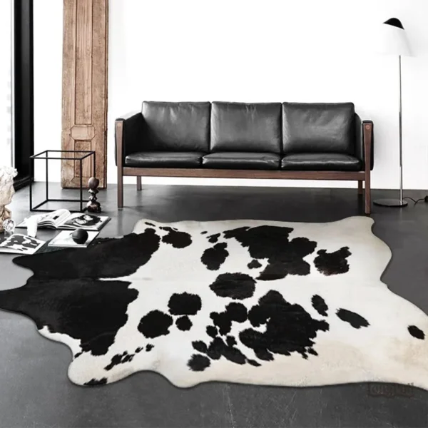 Tapis patchwork en cuir vache pour décoration intérieure